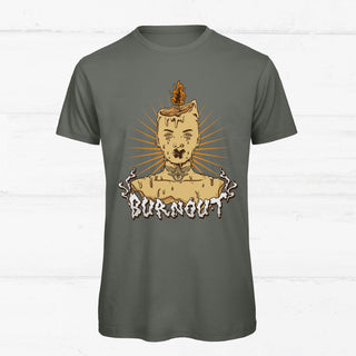 "Burnout" Shirt T-Shirt Brücken für Kinder e.V. Khaki XS Herren